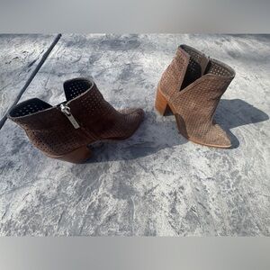 All State Suede Prairie cowgirl Suede Brown Perforated Ankle Boots Size 7.5